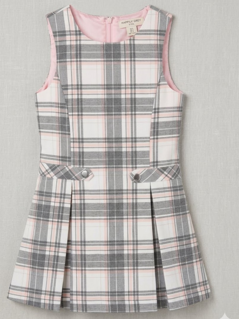 Happily Grey Pink and Gray Plaid Girls' School Dress - fall fashion - size 5